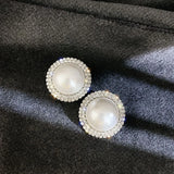 Simulated Pearl Stud Earrings Rhinestone Geometric Earrings Party Jewelry