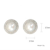 Simulated Pearl Stud Earrings Rhinestone Geometric Earrings Party Jewelry