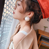 Simulated Pearl Stud Earrings Rhinestone Geometric Earrings Party Jewelry