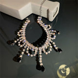 Water Drop Crystal Choker Necklace for Women with Tassel Rhinestones