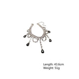 Water Drop Crystal Choker Necklace for Women with Tassel Rhinestones