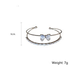 Zircon Bracelet Double Bowknot Silver Cuff Bracelets