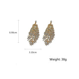 Feather Style Crystal Drop Earrings Silver Rhinestones Dangle Jewelry