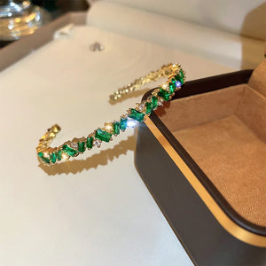 Geometric Green Zircon Bracelet & Bangles Crystal Cuff Bracelets