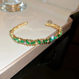 Geometric Green Zircon Bracelet & Bangles Crystal Cuff Bracelets