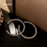 Crystal Hoop Earrings Silver Rhinestone Statement Jewelry