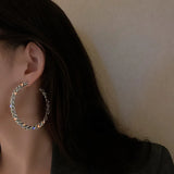 Crystal Hoop Earrings Silver Rhinestone Statement Jewelry