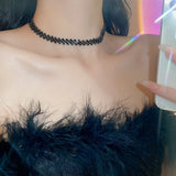 Geometric Crystal Rhinestone Choker Necklace for Women