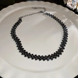 Geometric Crystal Rhinestone Choker Necklace for Women