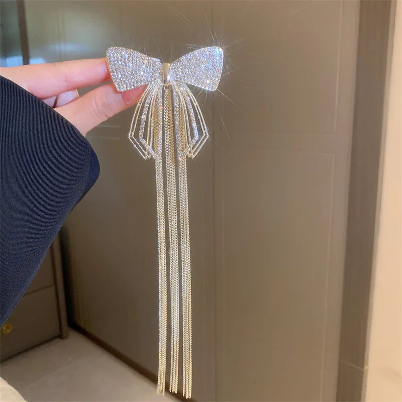 Bowknot Rhinestones Hairpins Tassel Chain Hairwear Accessories