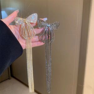 Bowknot Rhinestones Hairpins Tassel Chain Hairwear Accessories