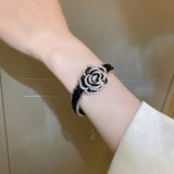Camellia Flower Bracelet Crystal Chain Bracelets Weddings Party Jewelry