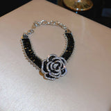 Camellia Flower Bracelet Crystal Chain Bracelets Weddings Party Jewelry