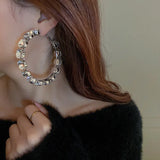 Colorful Crystal Hoop Earrings Geometric Round Statement Jewelry