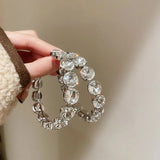 Colorful Crystal Hoop Earrings Geometric Round Statement Jewelry