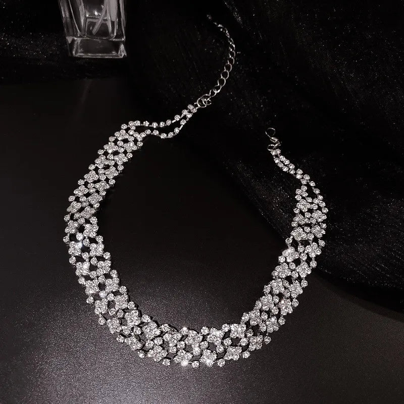 Rhinestone Choker Necklaces Crystal Statement Jewelry Party