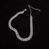 Rhinestone Choker Necklace Geometric Crystal for Women Weddings Party