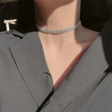 Rhinestone Choker Necklace Geometric Crystal for Women Weddings Party
