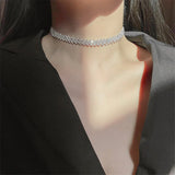 Rhinestone Choker Necklace Geometric Crystal for Women Weddings Party