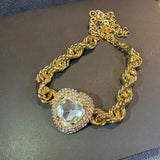 Golden Heart Crystal Choker Necklace Geometric Chain