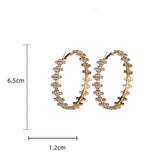 Golden Round Hoop Earrings Geometric Rhinestones Crystal Earrings
