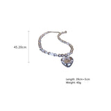 Heart Crystal Choker Necklaces Ball Chain Statement Jewelry