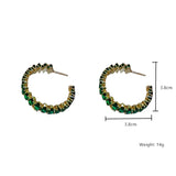 Green Zircon Crystal Hoop Earrings for Women Party