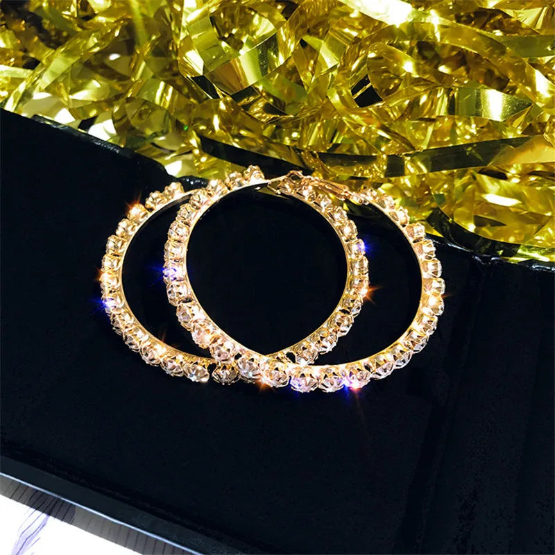 Crystal Oversize Hoop Earrings for Women
