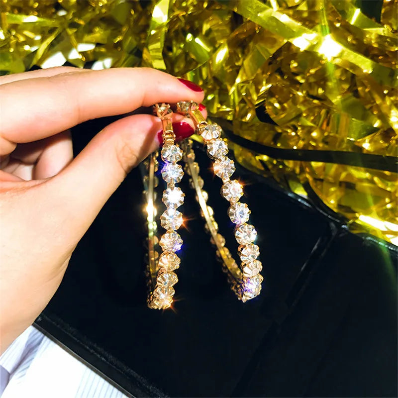 Crystal Oversize Hoop Earrings for Women