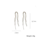 Long Tassel Crystal Drop Earrings Geometric Rhinestone Statement Jewelry