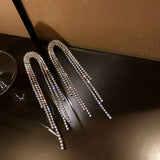 Long Tassel Crystal Drop Earrings Geometric Rhinestone Statement Jewelry