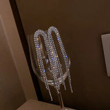 Long Tassel Crystal Drop Earrings Geometric Rhinestone Statement Jewelry