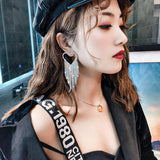 Heart Crystal Dangle Earrings Jewelry with Rhinestone Tassels