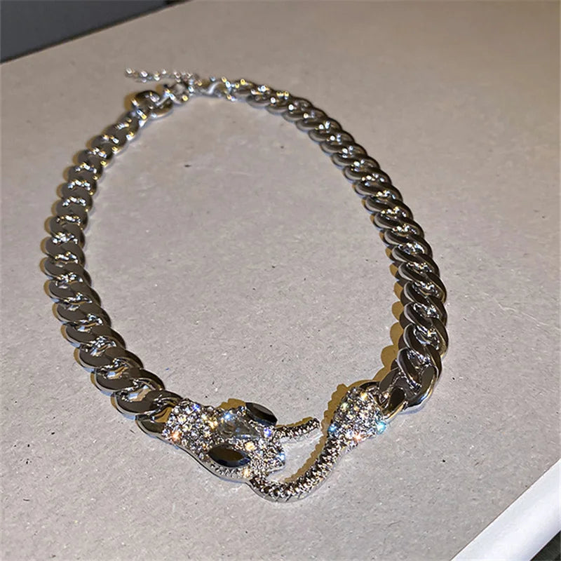 Snake Shape Hook Choker Necklaces for Women Geometric Chain Necklaces