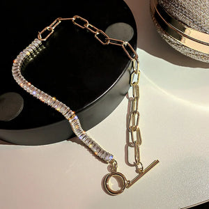Zircon Crystal Choker Necklace Geometric Chain Rhinestone Statement Jewelry