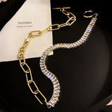Zircon Crystal Choker Necklace Geometric Chain Rhinestone Statement Jewelry