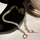 Zircon Crystal Choker Necklace Geometric Chain Rhinestone Statement Jewelry