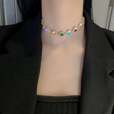 Colorful Crystal Choker Necklace Geometric Clavicle Chain Bijoux