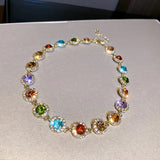Colorful Crystal Choker Necklace Geometric Clavicle Chain Bijoux