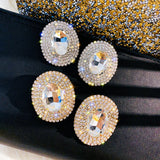 Full Rhinestones Stud Earrings for Women Oversize Round Crystal Earrings