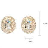 Full Rhinestones Stud Earrings for Women Oversize Round Crystal Earrings