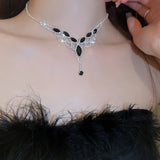 Geometric Rhinestone Necklace Earrings Jewelry Set