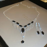 Geometric Rhinestone Necklace Earrings Jewelry Set