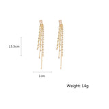 Square Crystal Tassel Earrings for Women Long Dangle Statement Jewelry