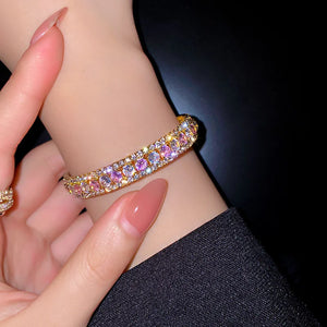 Geometric Zircon Bracelet & Bangles Pink Green Cuff Bracelets