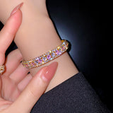 Geometric Zircon Bracelet & Bangles Pink Green Cuff Bracelets