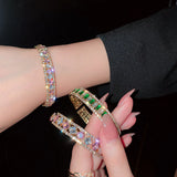 Geometric Zircon Bracelet & Bangles Pink Green Cuff Bracelets
