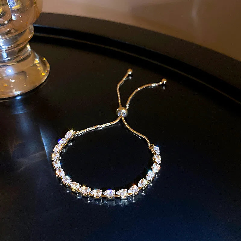 Geometric Zircon Crystal Bracelet Adjustable Chain