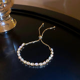 Geometric Zircon Crystal Bracelet Adjustable Chain