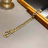 Golden Chain Choker Necklaces for Women Short Leather Button Necklaces